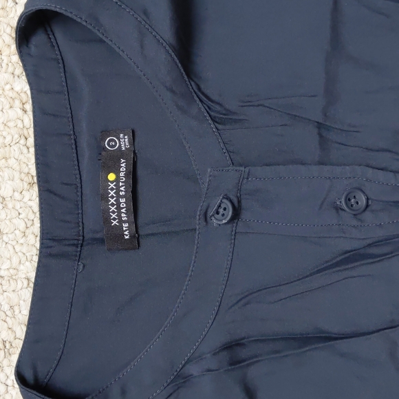 Kate Spade Saturday Silk-blend sleeveless top, 2, Blue - Picture 2 of 6